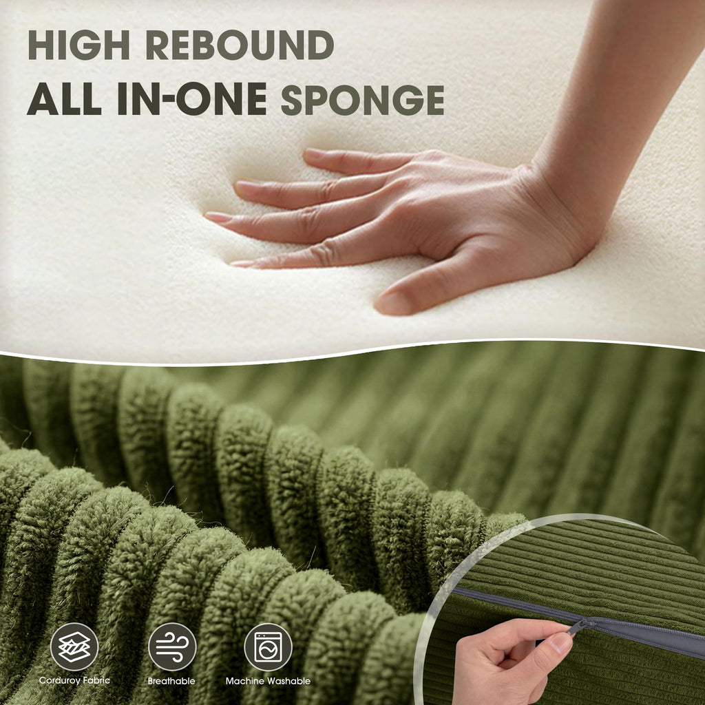 Folding Sofa Bed with Pillow, Memory Foam Sleeper Chair, Green A193