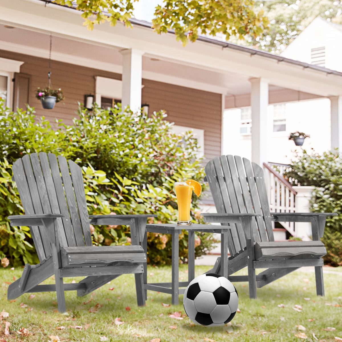 Wooden Folding Adirondack Chair Set of 2 Solid Cedar B942