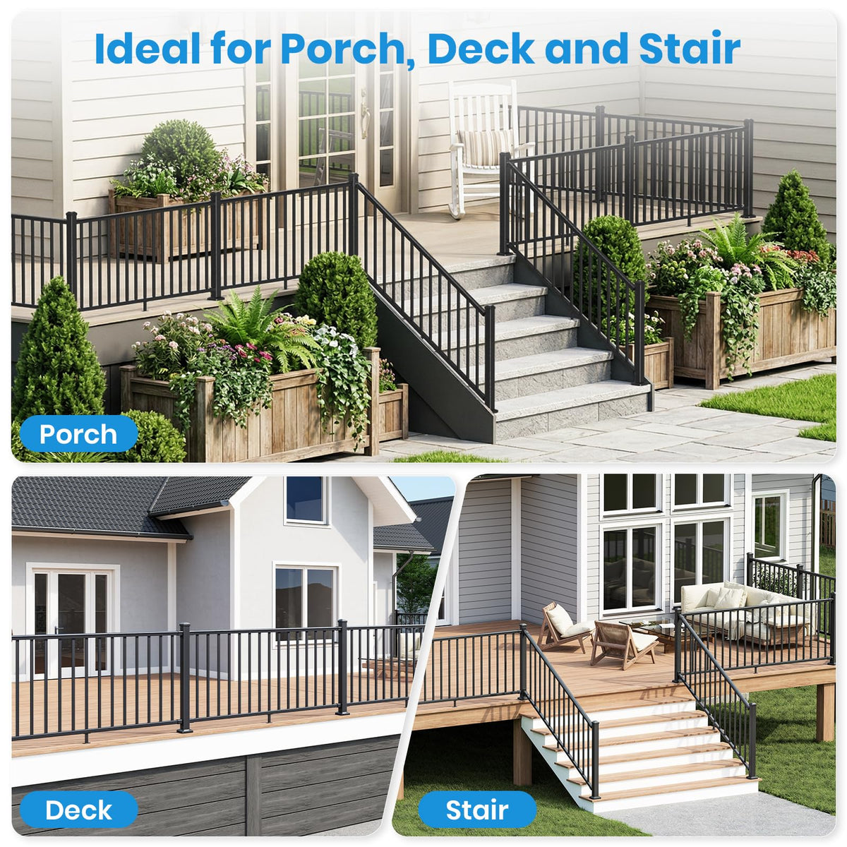 Black Aluminum Deck Railing Kit A17462