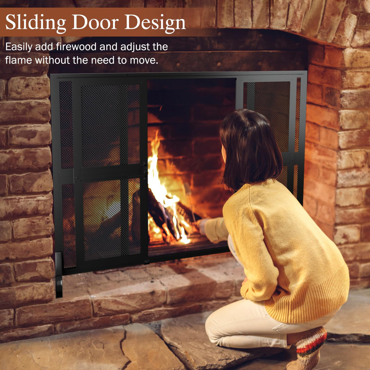 Fireplace Screen with Sliding Doors D542356
