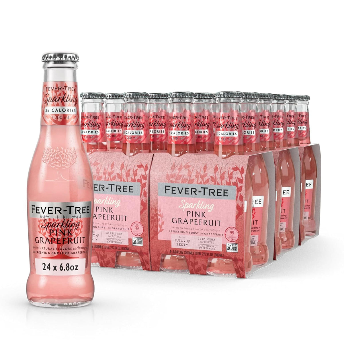 Sparkling Pink Grapefruit Soda Mixer, 24 Pack, 6.8 Fl Oz Bottles H973645