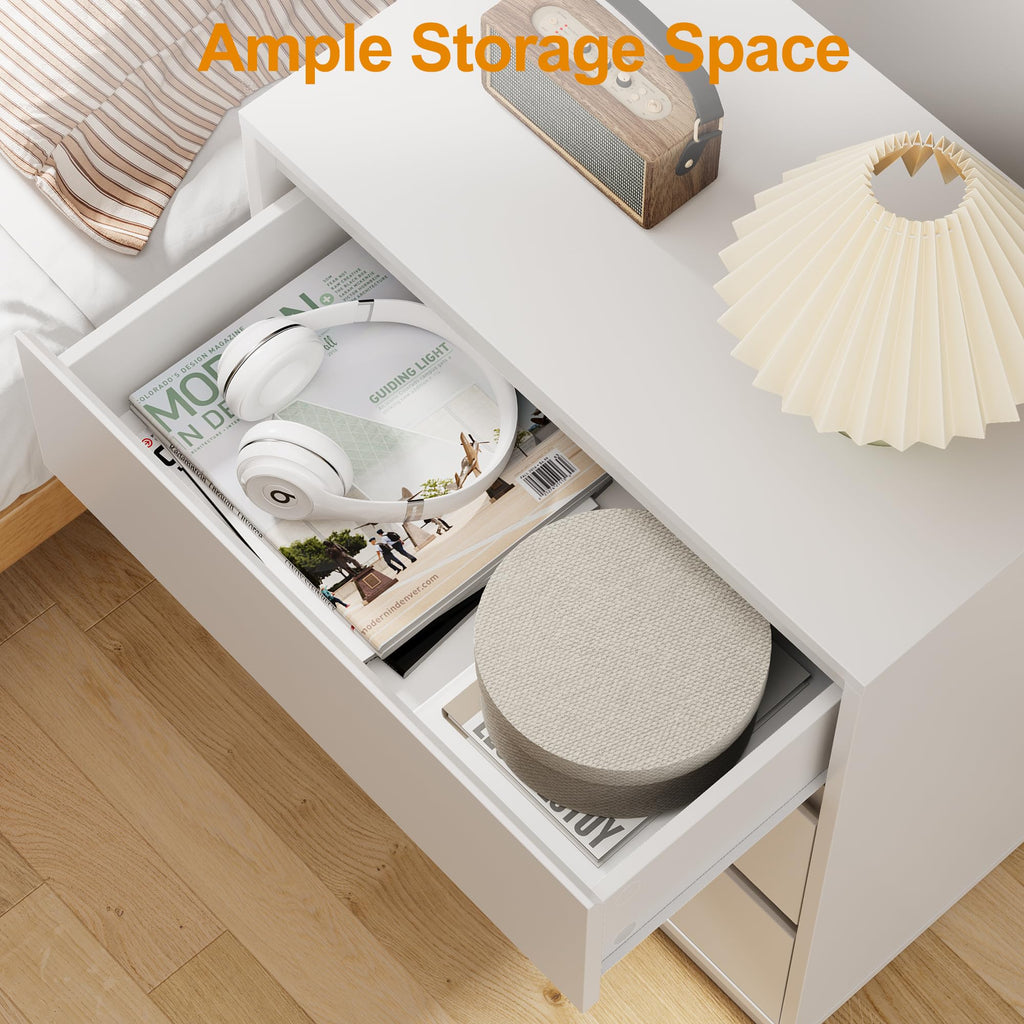 White 3 Drawer Nightstand I97080