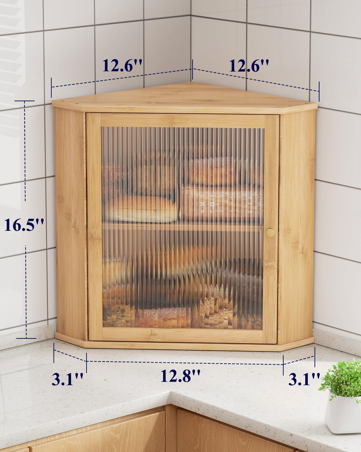 Wooden Corner Bread Box V3427