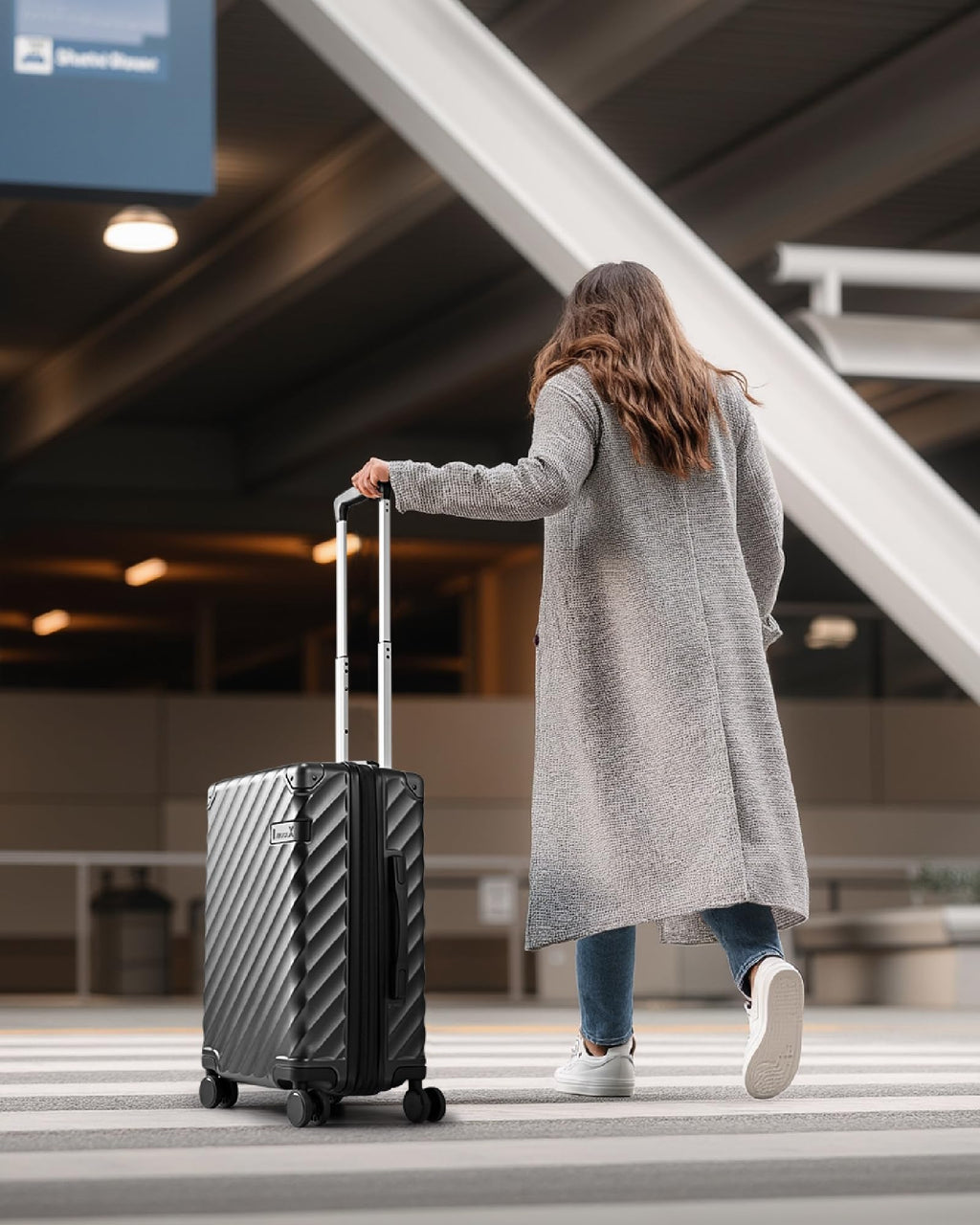 20 Inch Carry On Luggage 22x14x9 Charcoal Metallic D345275