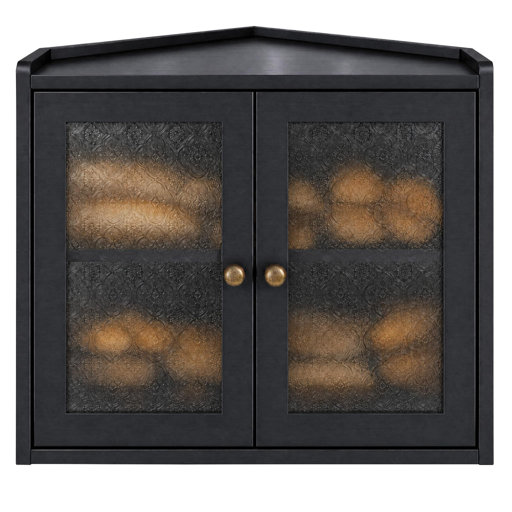 Black 2-Tier Wooden Corner Bread Box U90196