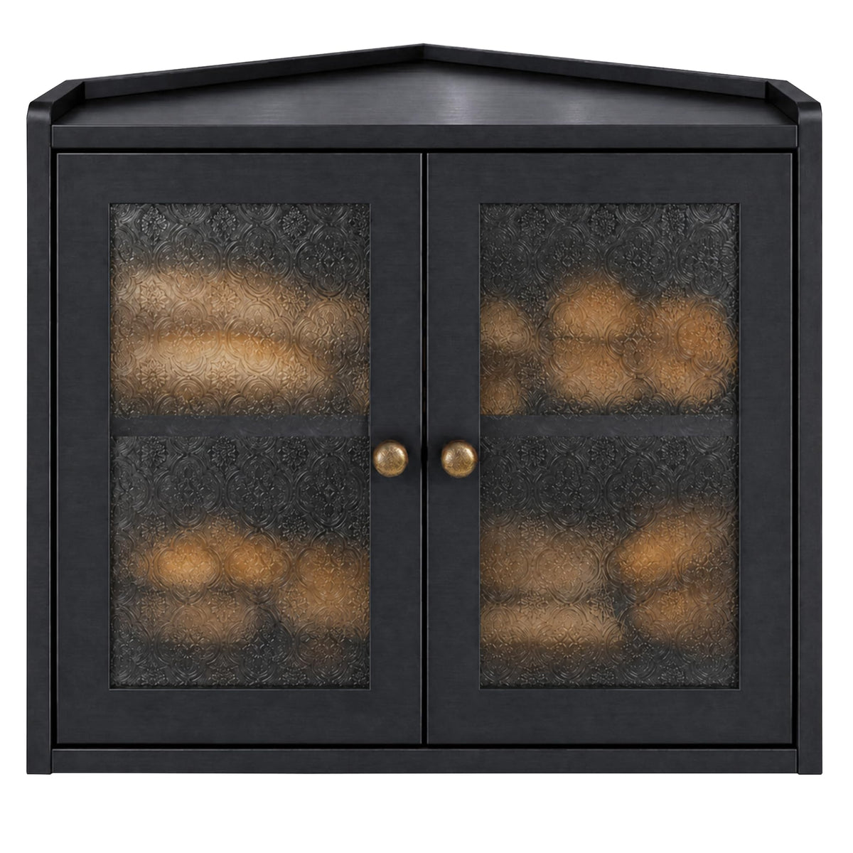 Black 2-Tier Wooden Corner Bread Box U90196