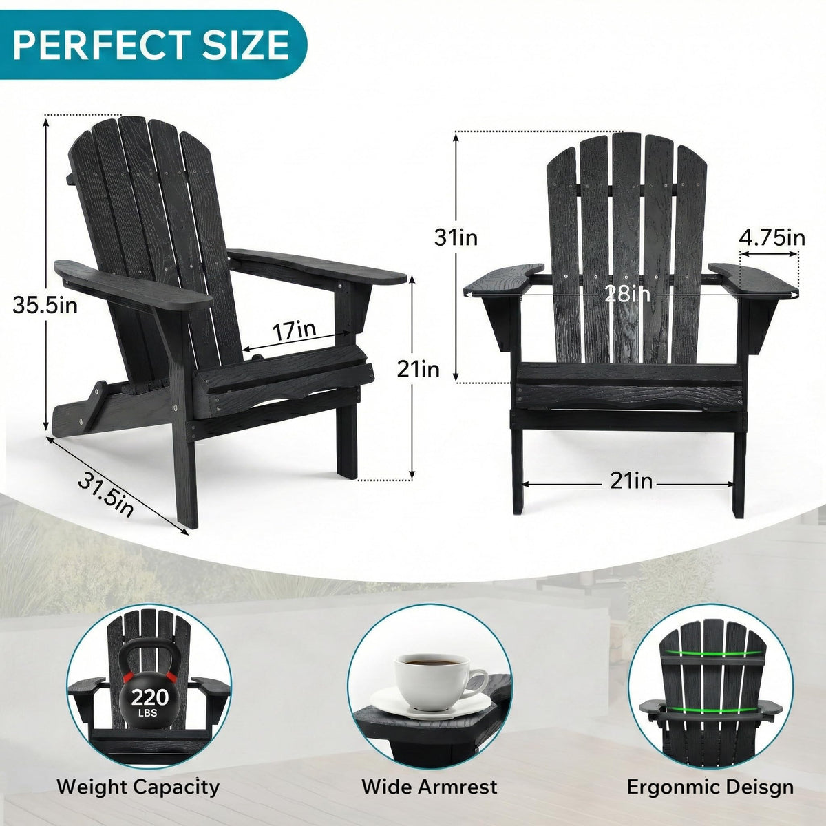 Folding Solid Cedar Wood Adirondack Chair Y686510