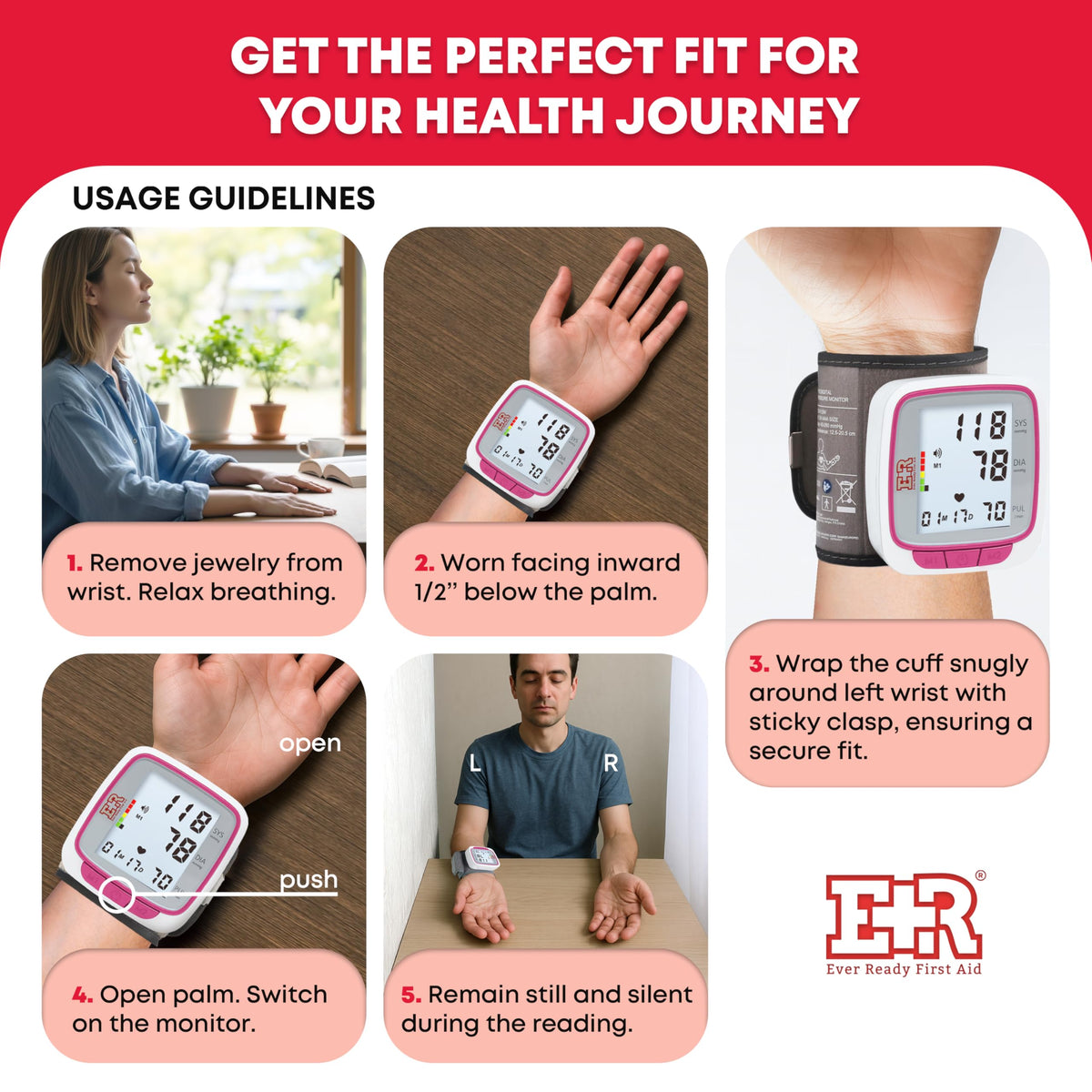 Pink Wrist Blood Pressure Monitor B40039