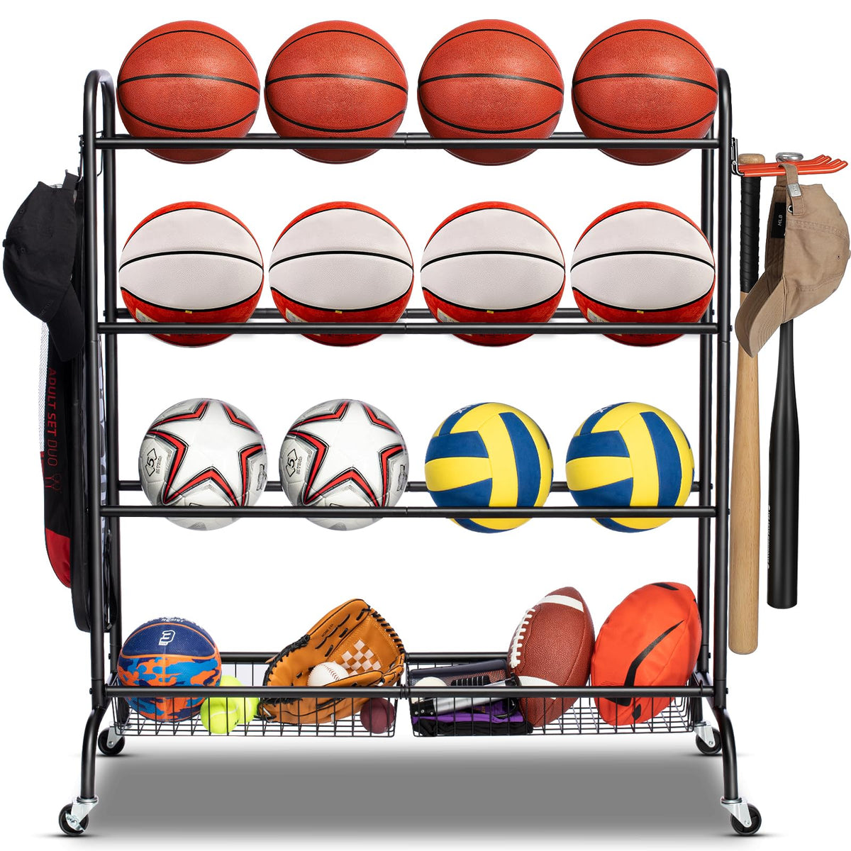 4 Tier Basketball Rack with Wheels V36347