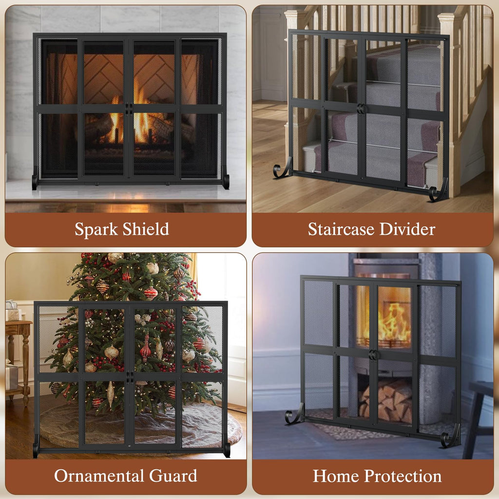 Fireplace Screen with Sliding Doors D542356