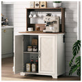 White Coffee Bar Cabinet with Storage and Charging K559