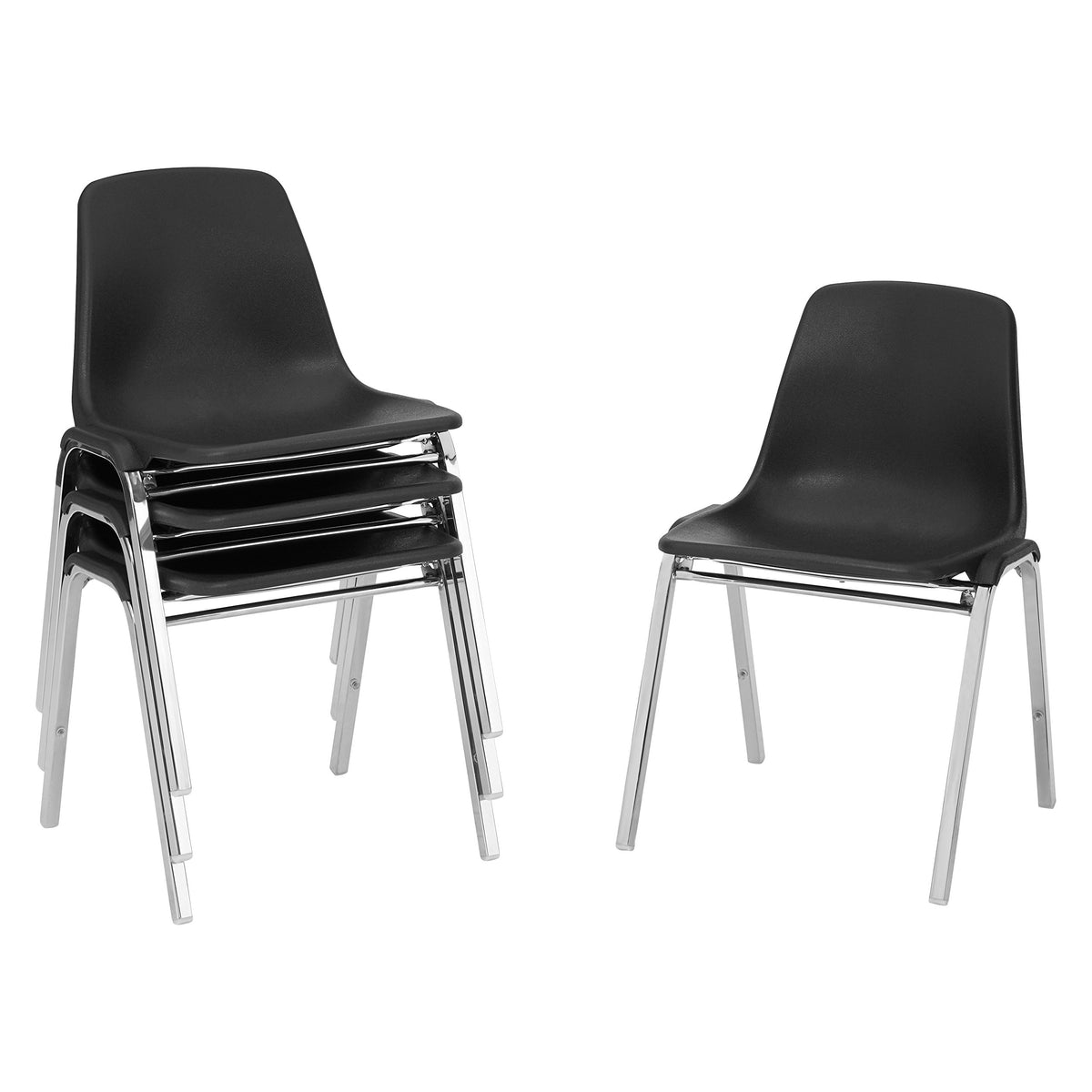 4 Pack Black Poly Shell Stacking Chair G48892