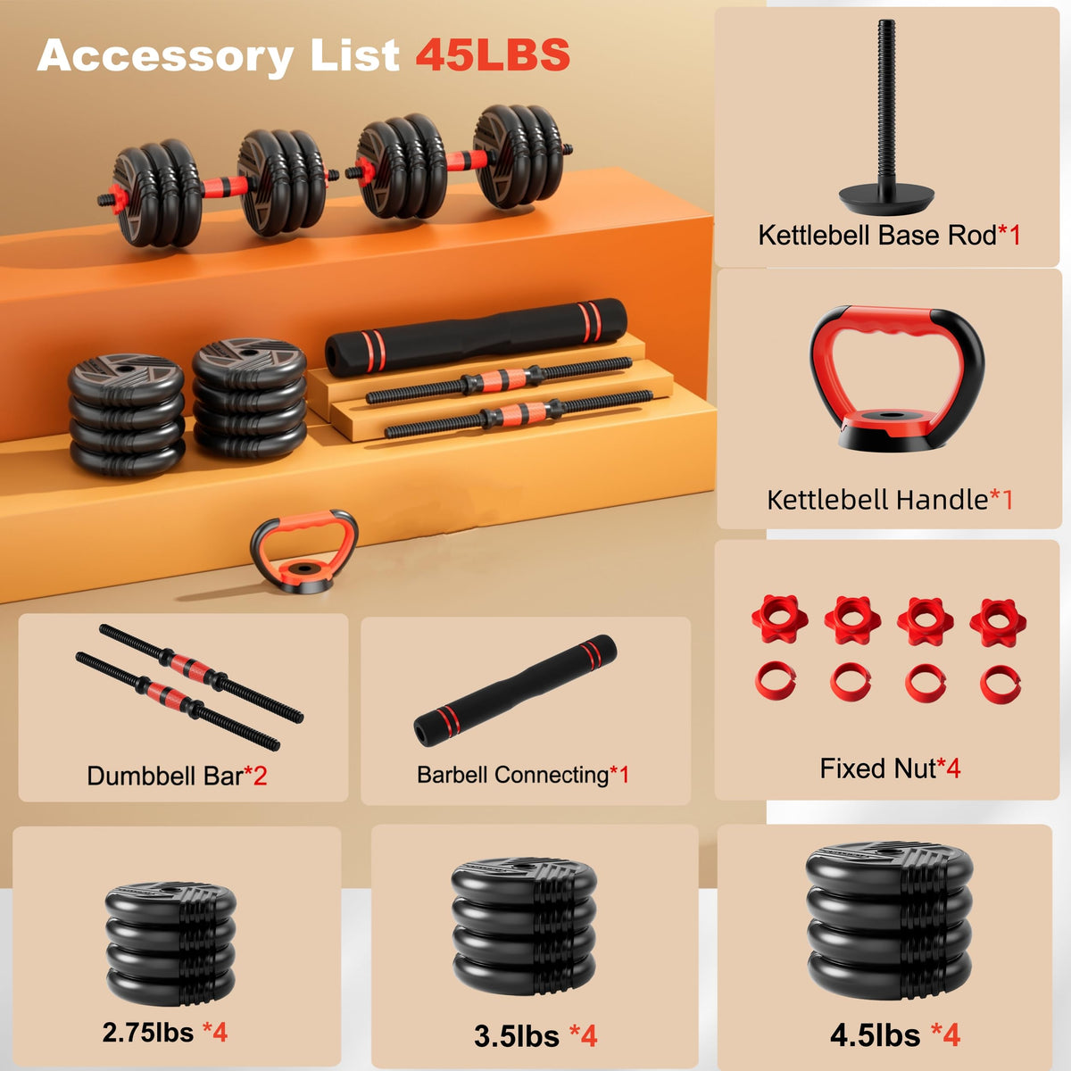 Adjustable Dumbbell Set 5 in 1 H3374