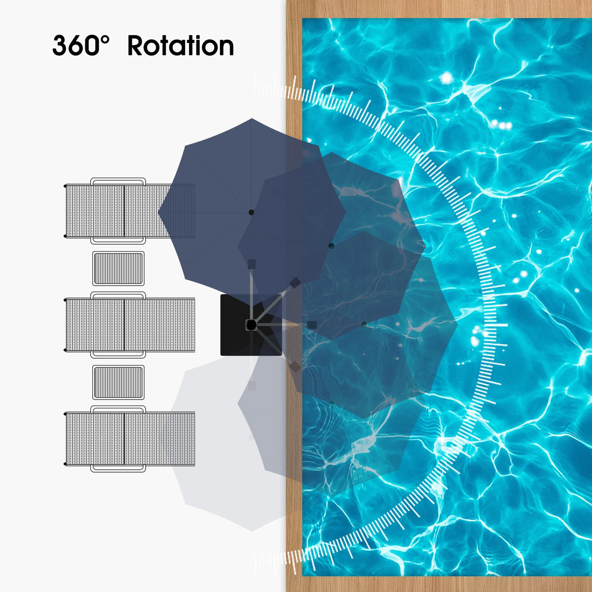 Navy Blue 10 FT Cantilever Patio Umbrella with Base J923636
