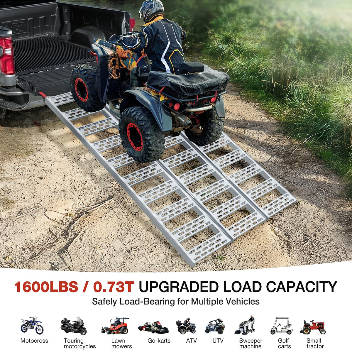 Aluminum Tri-Folding Truck Ramps 1600Lbs Max X671865