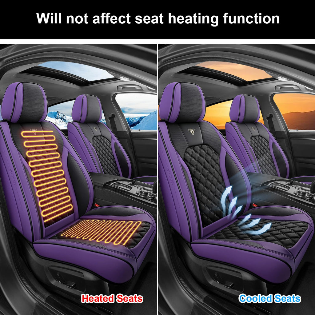 Purple Black Leather Car Seat Covers Full Set K891473