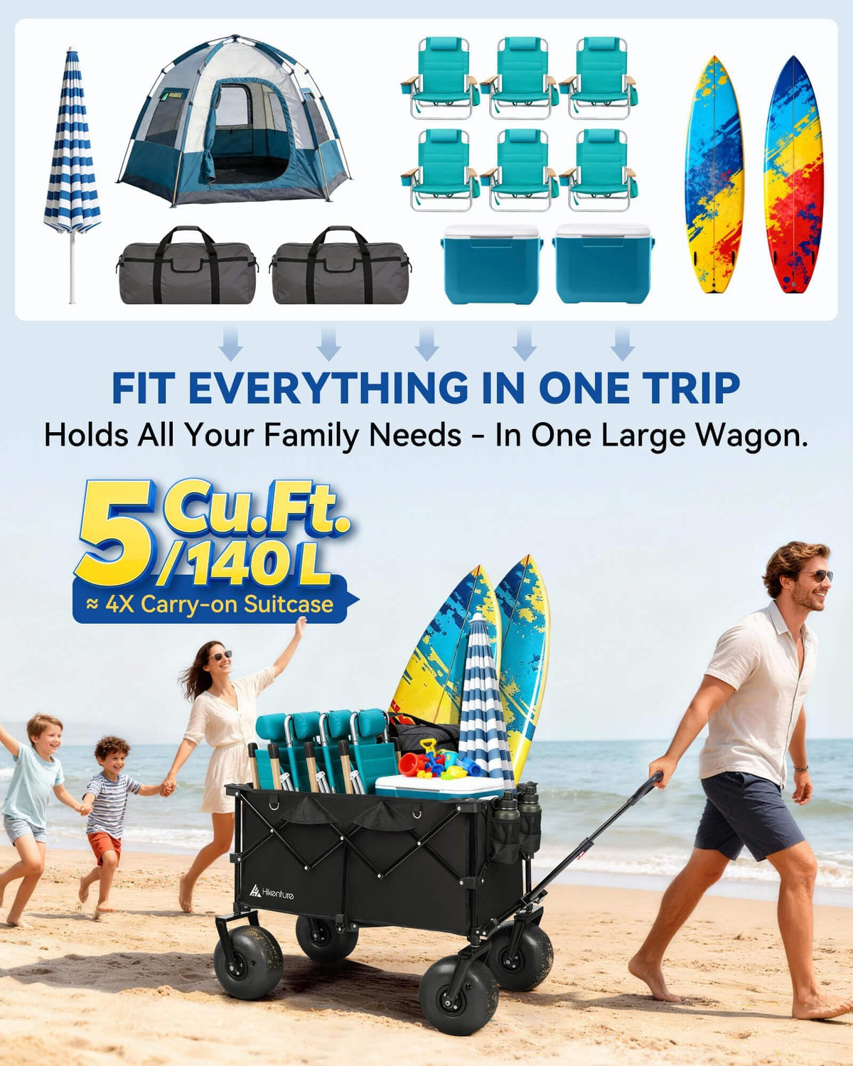 Collapsible Beach Wagon with Balloon Wheels K837
