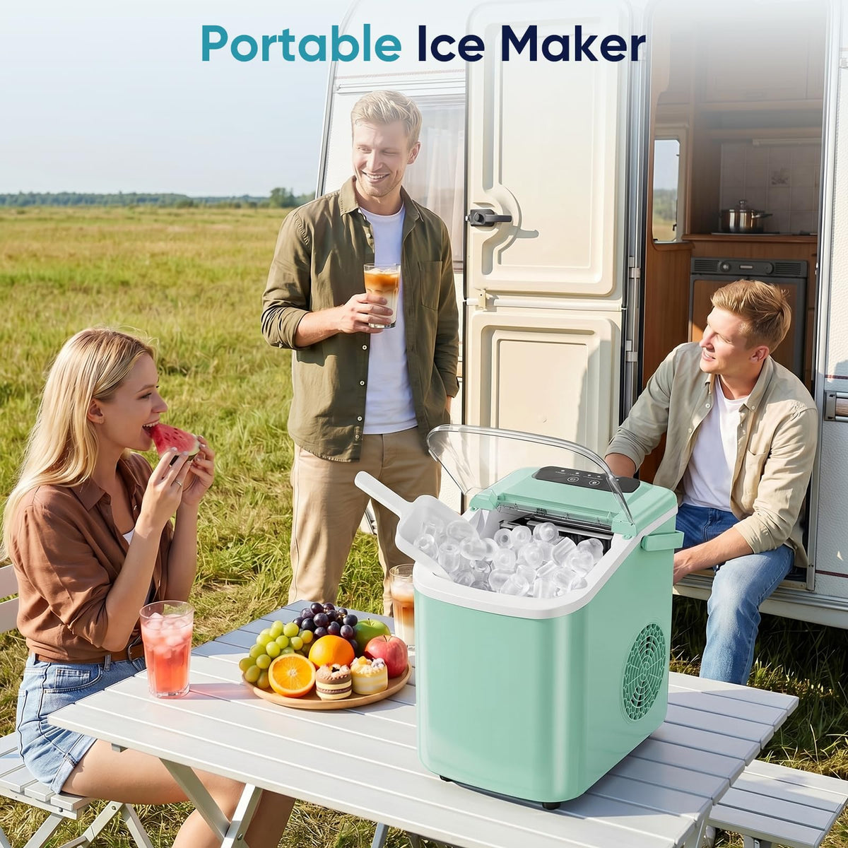 Countertop Ice Maker with Basket and Scoop, 26lbs Daily J99743