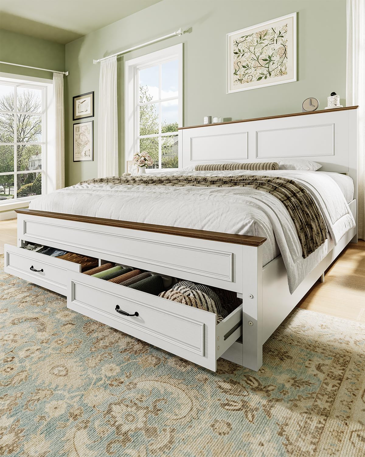 Full Size Platform Bed Frame with Headboard T36476