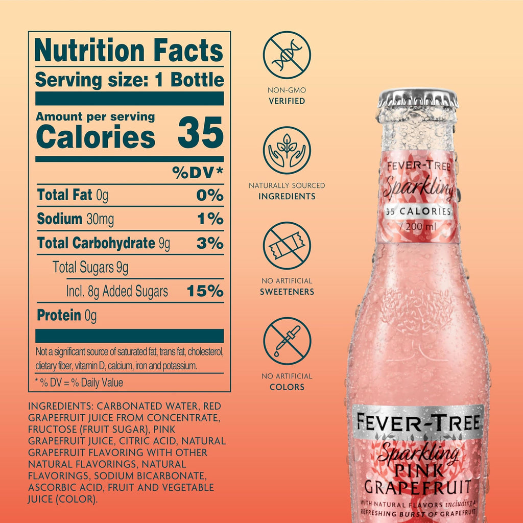 Sparkling Pink Grapefruit Soda Mixer, 24 Pack, 6.8 Fl Oz Bottles H973645