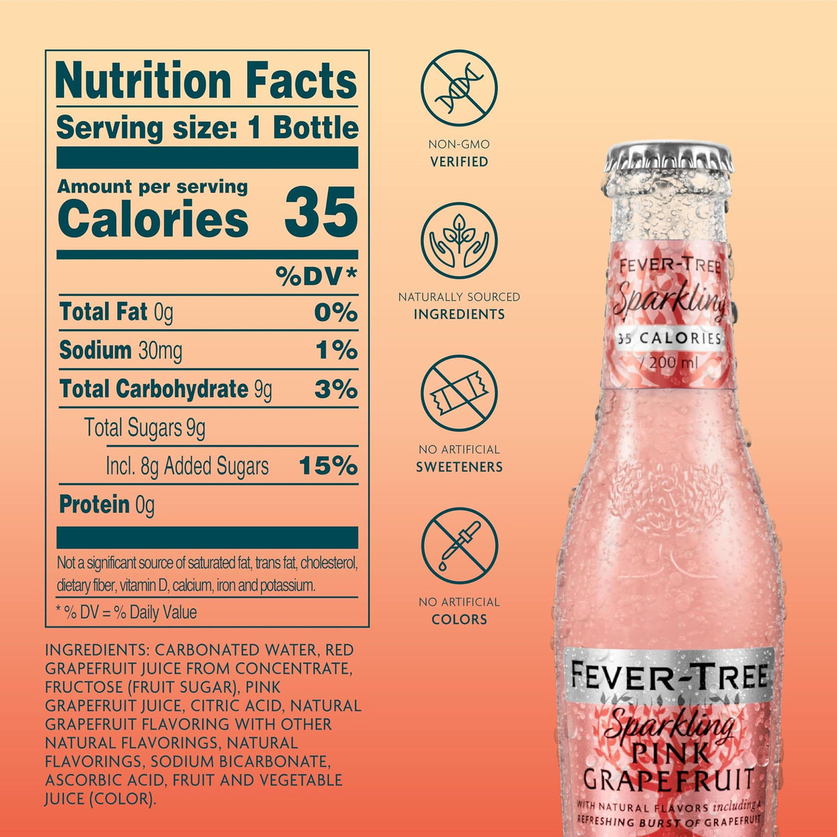 Sparkling Pink Grapefruit Soda Mixer, 24 Pack, 6.8 Fl Oz Bottles H973645
