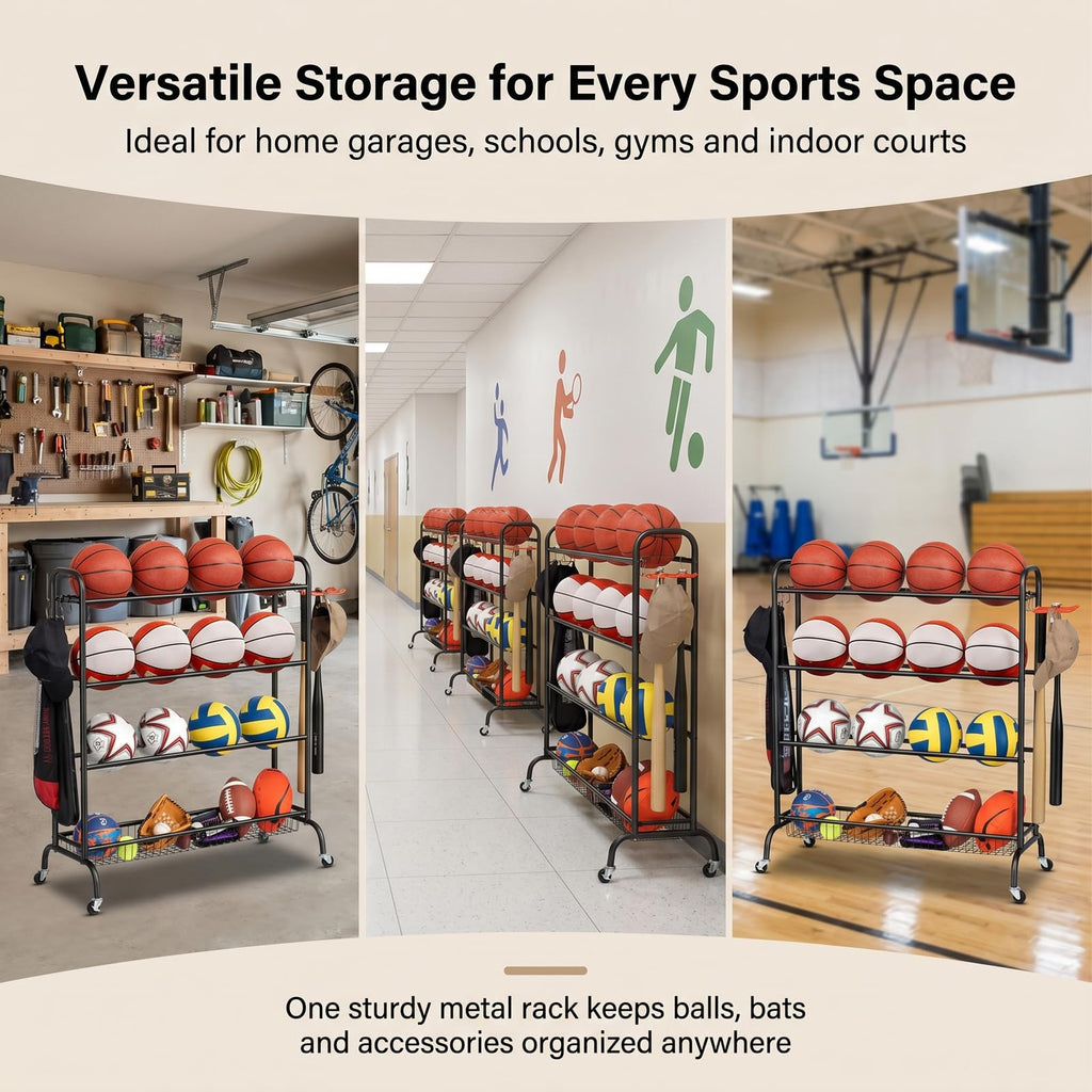 4 Tier Basketball Rack with Wheels V36347