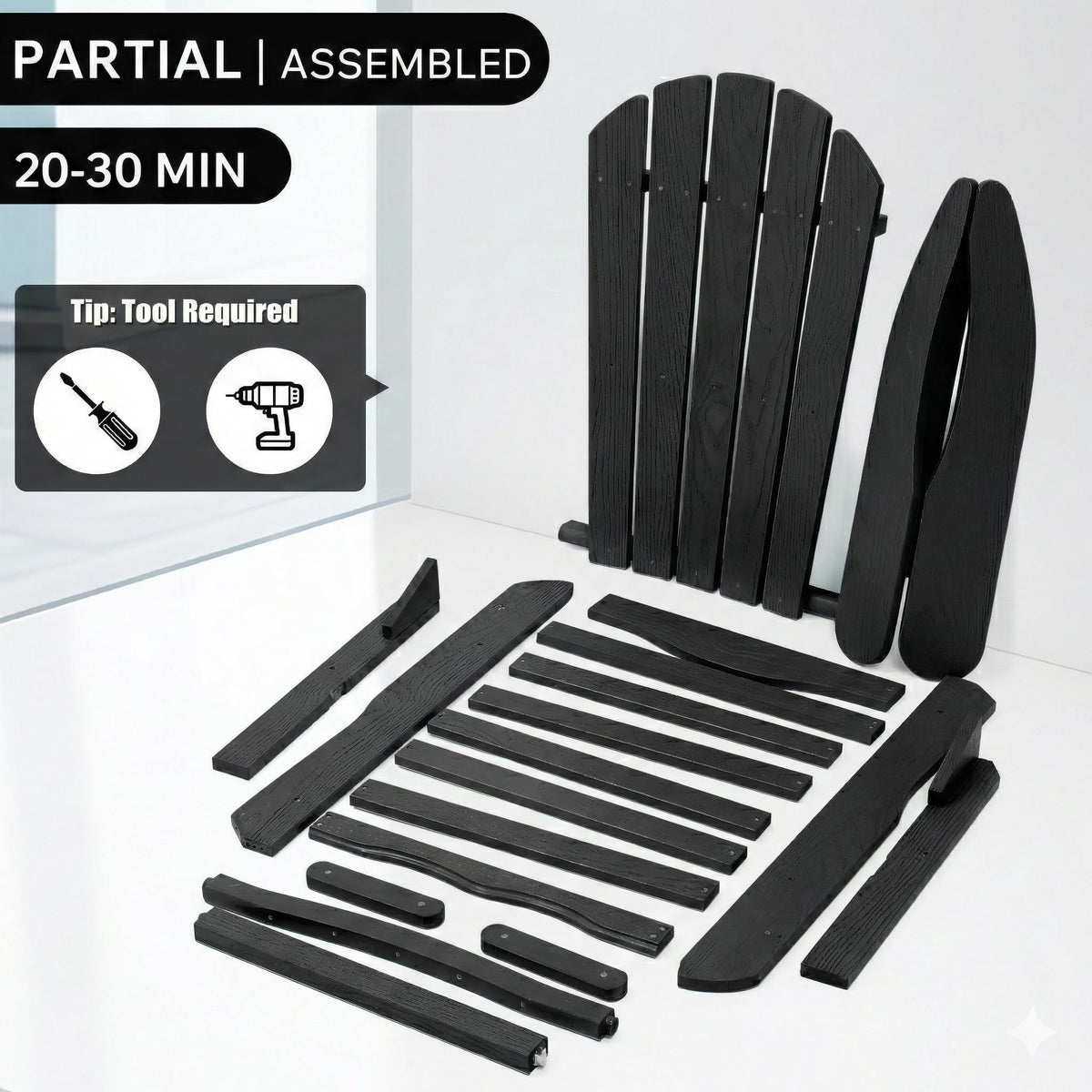 Folding Solid Cedar Wood Adirondack Chair Y686510