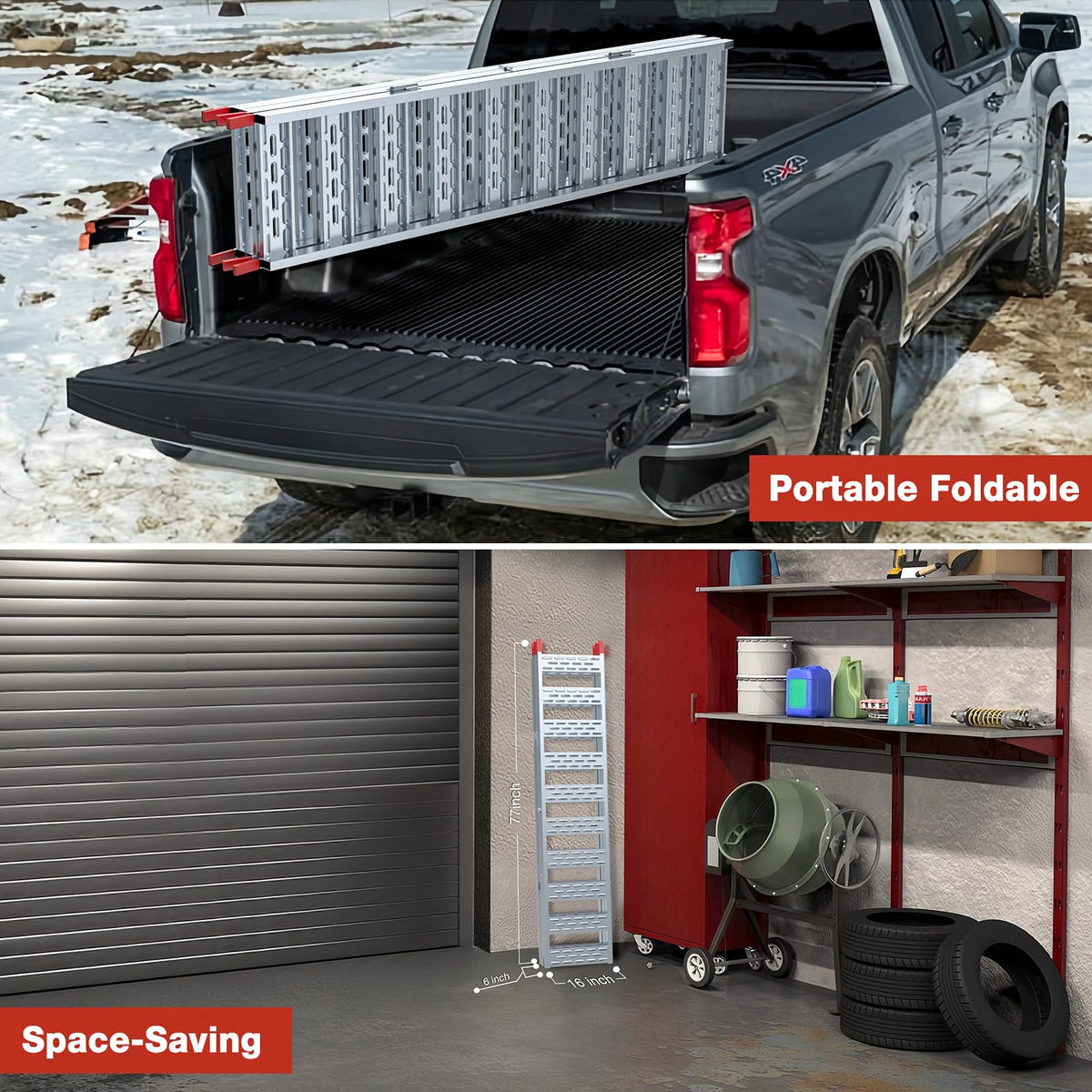 Aluminum Tri-Folding Truck Ramps 1600Lbs Max X671865