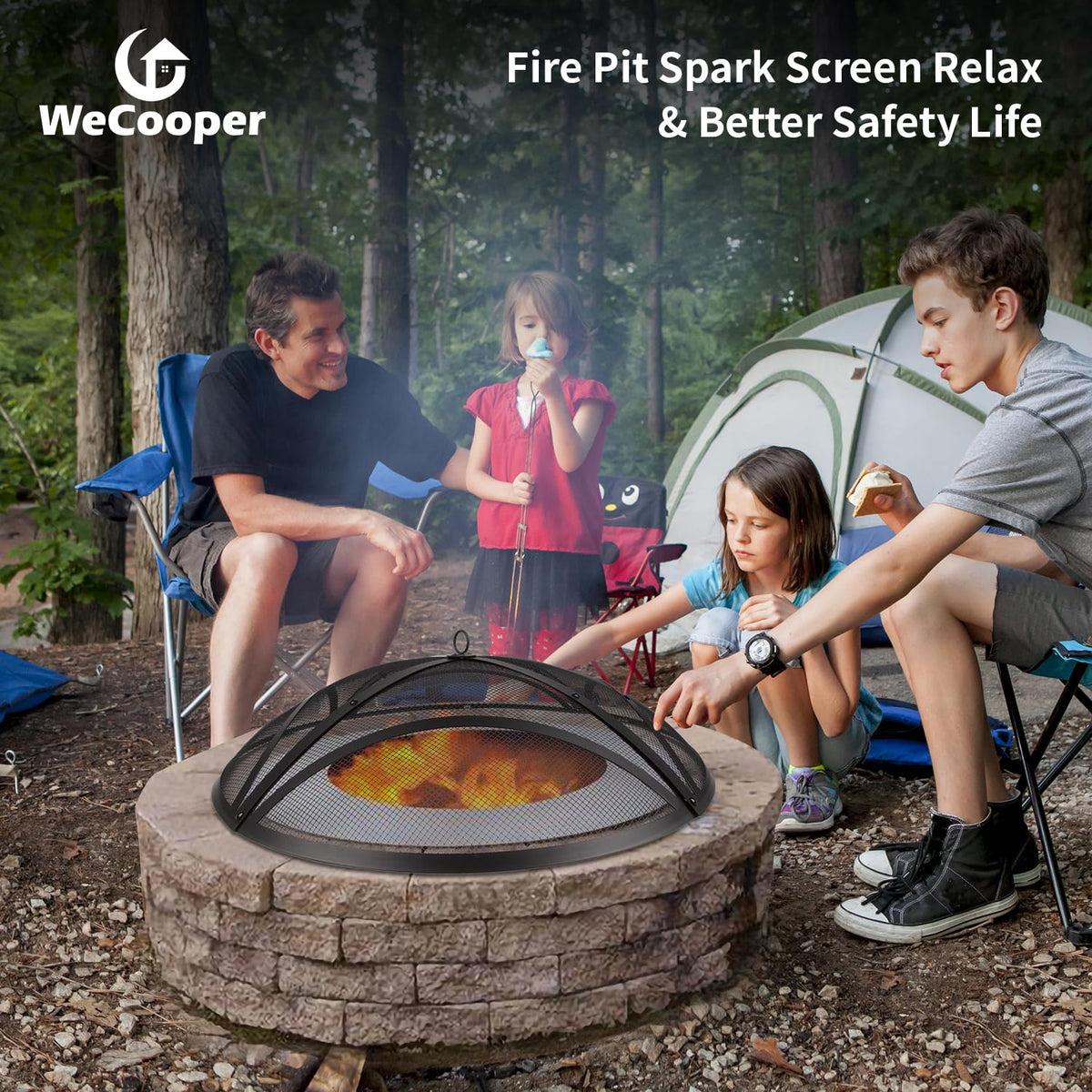 32In Reinforced Steel Round Fire Pit Screen Cover J55582