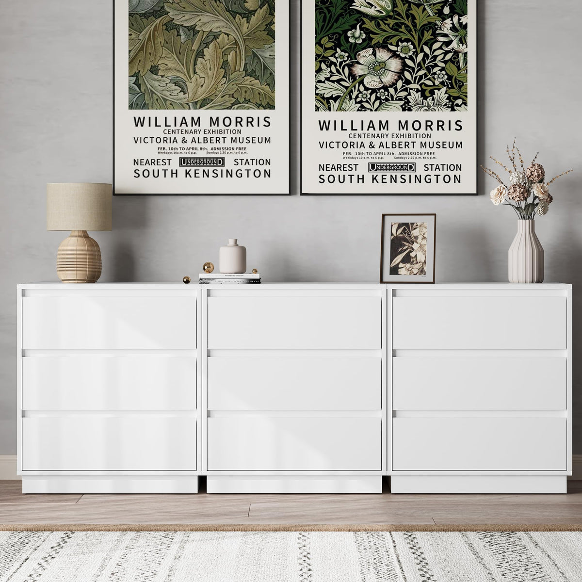 White 3 Drawer Nightstand I97080