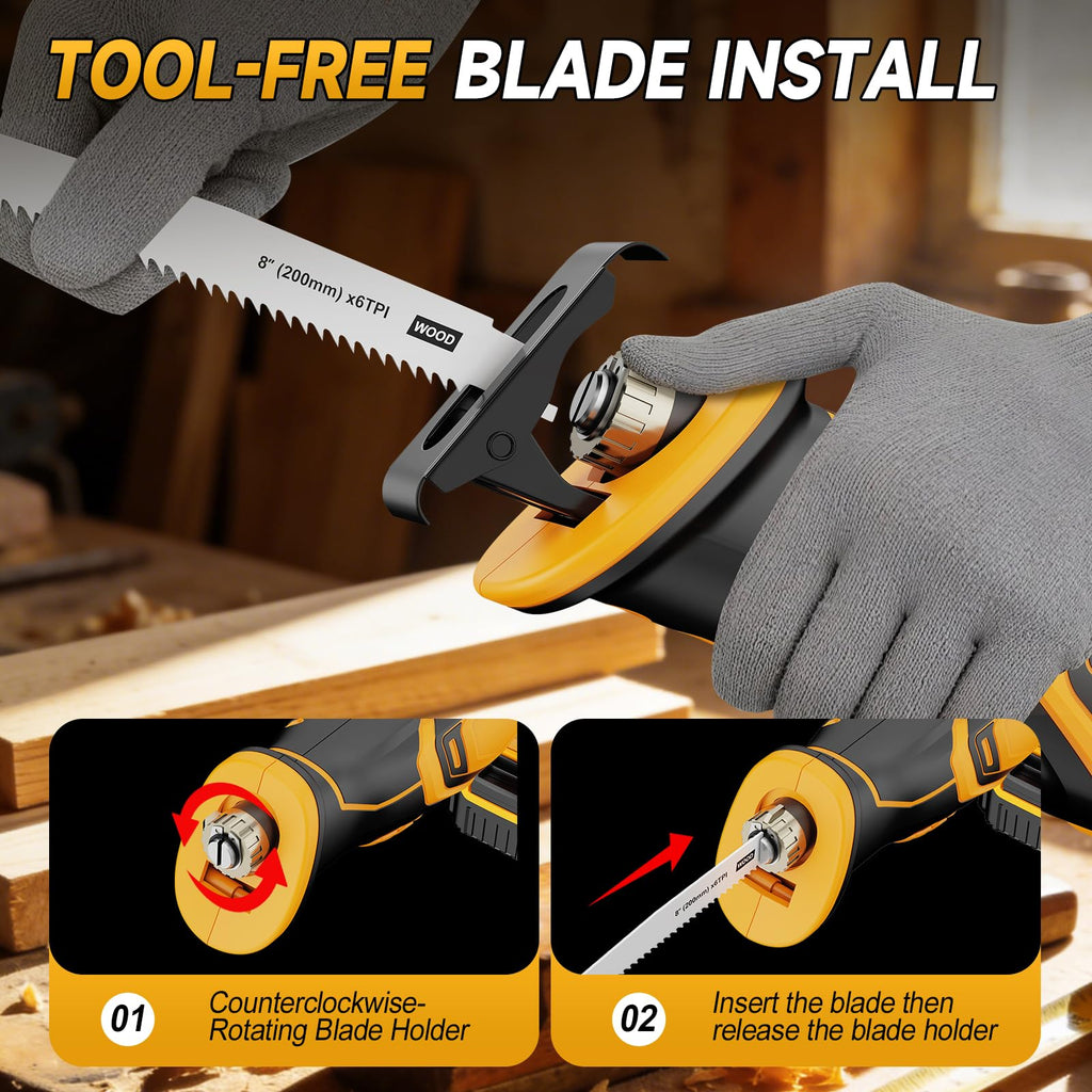 Cordless Brushless Reciprocating Saw with 8 Blades J93646