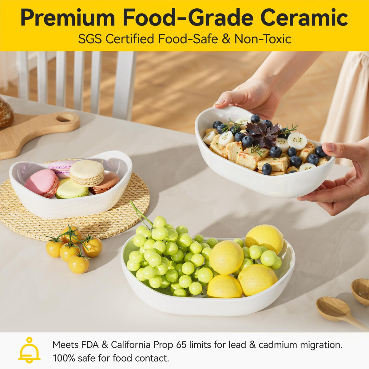 3 Tier Ceramic Fruit Bowl with Metal Stand V9785