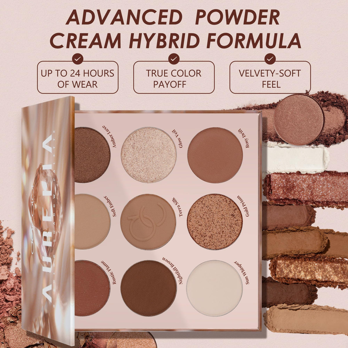 9 Colors Brown & Copper Eyeshadow Palette with Matte & Shimmer Finishes O1888