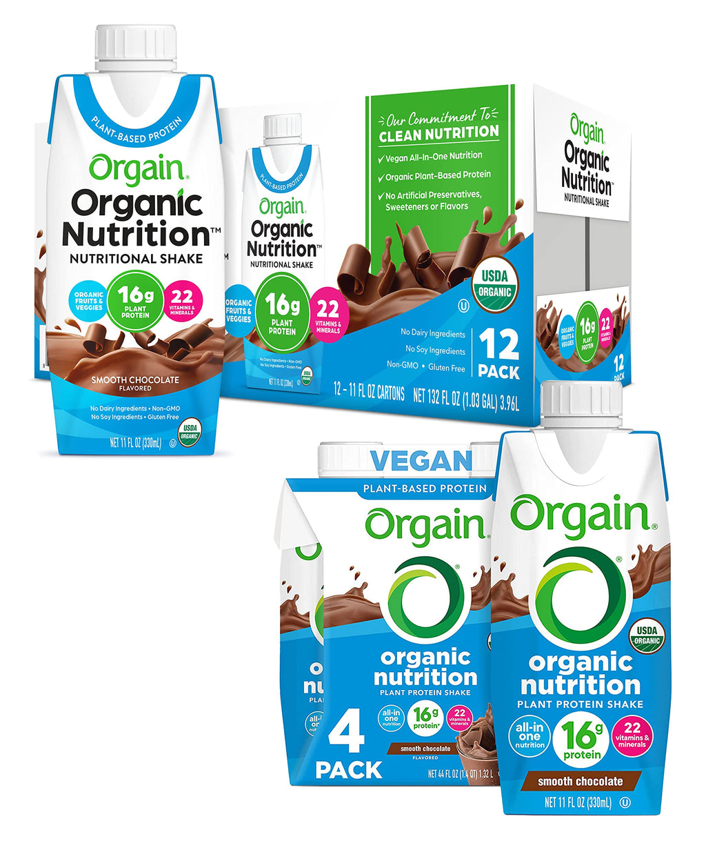 Organic Vegan Plant Based Nutritional Shake, Chocolate Vanilla, 11 Fl Oz (Pack of 4) Z14685