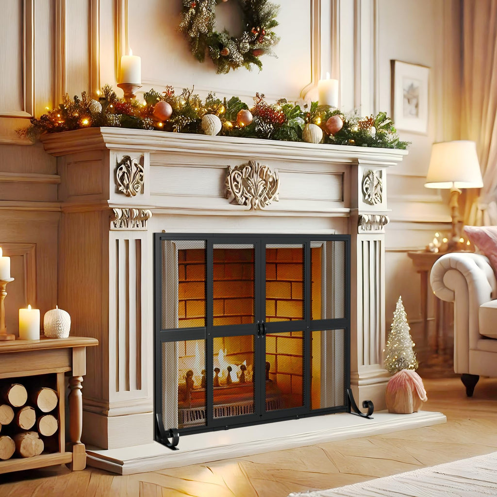 Fireplace Screen with Sliding Doors D542356