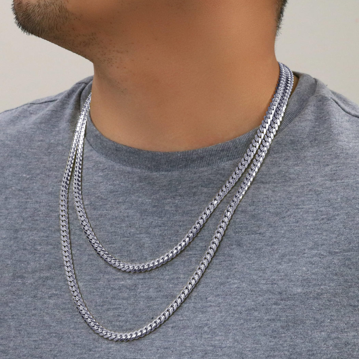 14k White Gold 6mm Chain Necklace K835