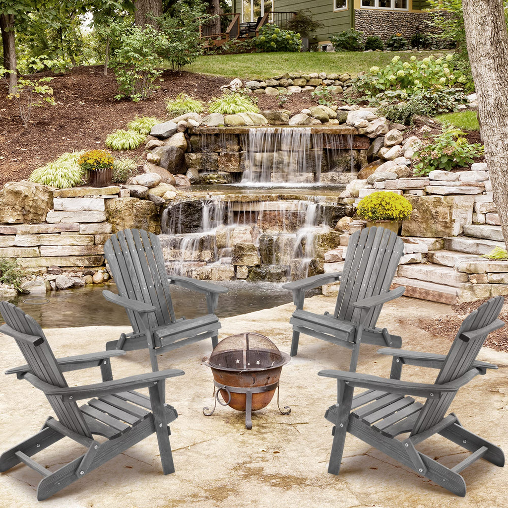 Wooden Folding Adirondack Chair Set of 2 Solid Cedar B942