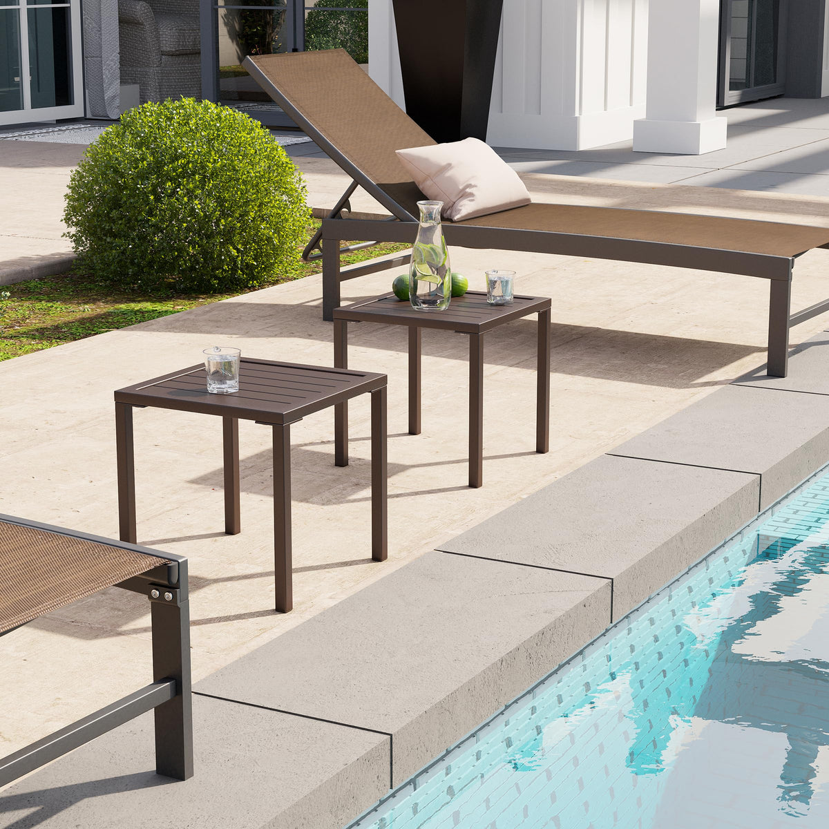 Aluminum Outdoor Side Table Set of 2 R415209