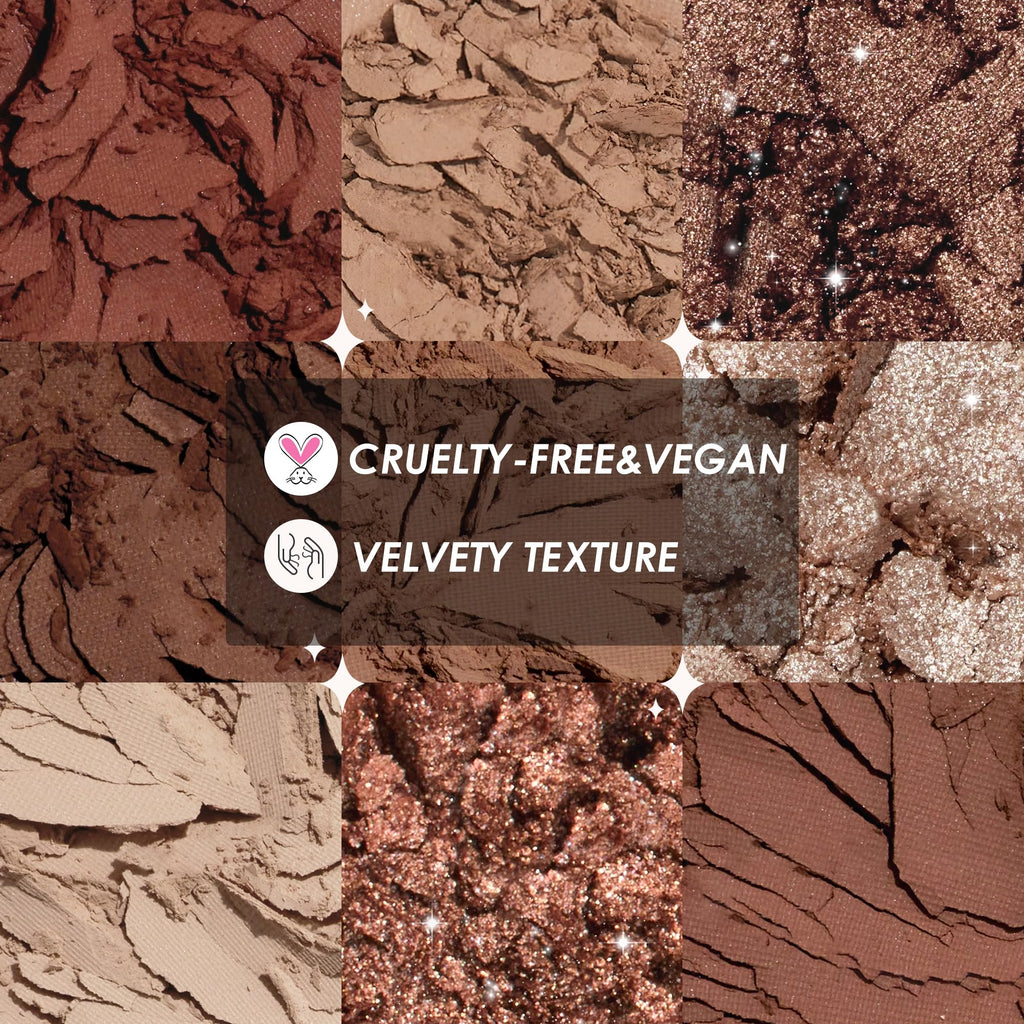 9 Colors Brown & Copper Eyeshadow Palette with Matte & Shimmer Finishes O1888