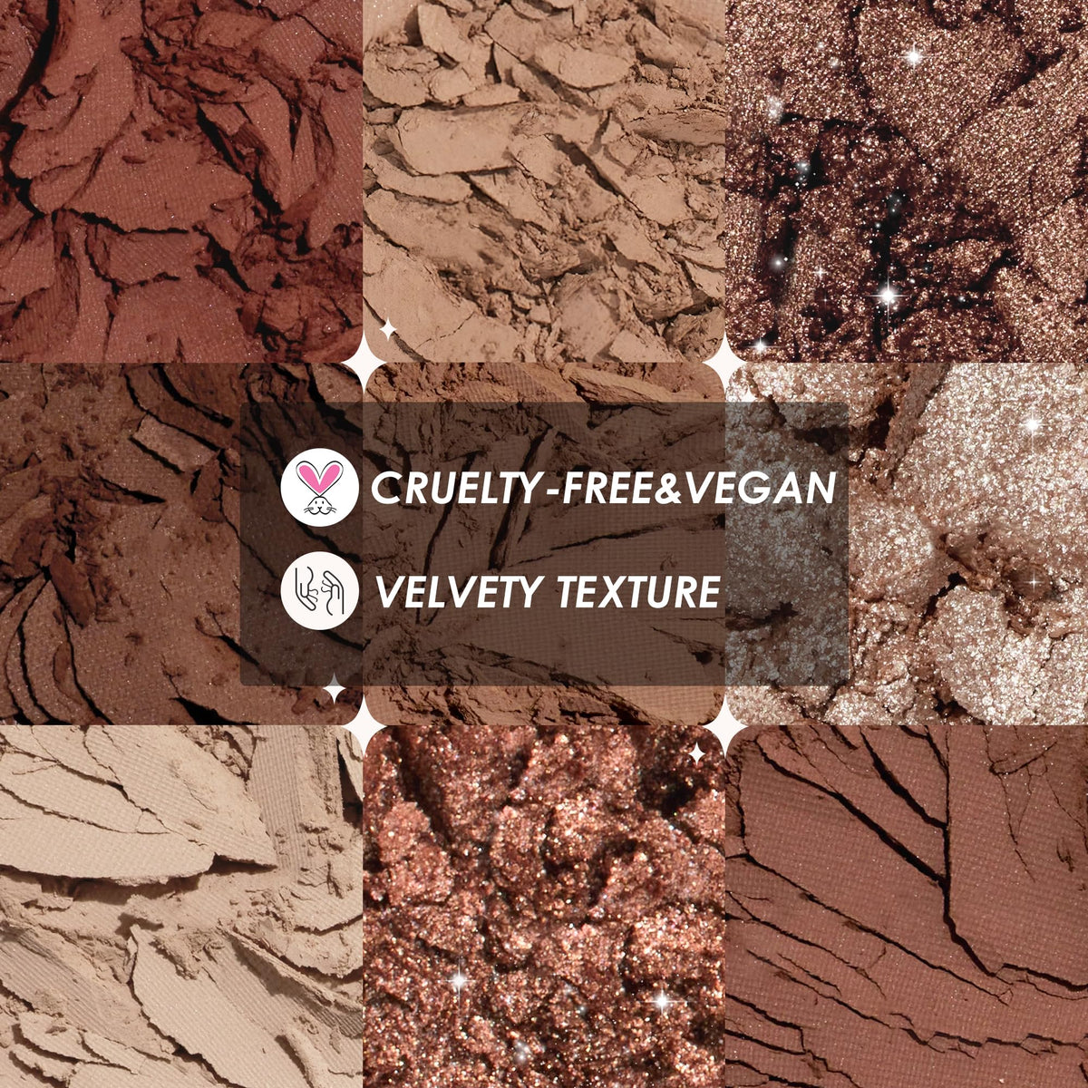 9 Colors Brown & Copper Eyeshadow Palette with Matte & Shimmer Finishes O1888