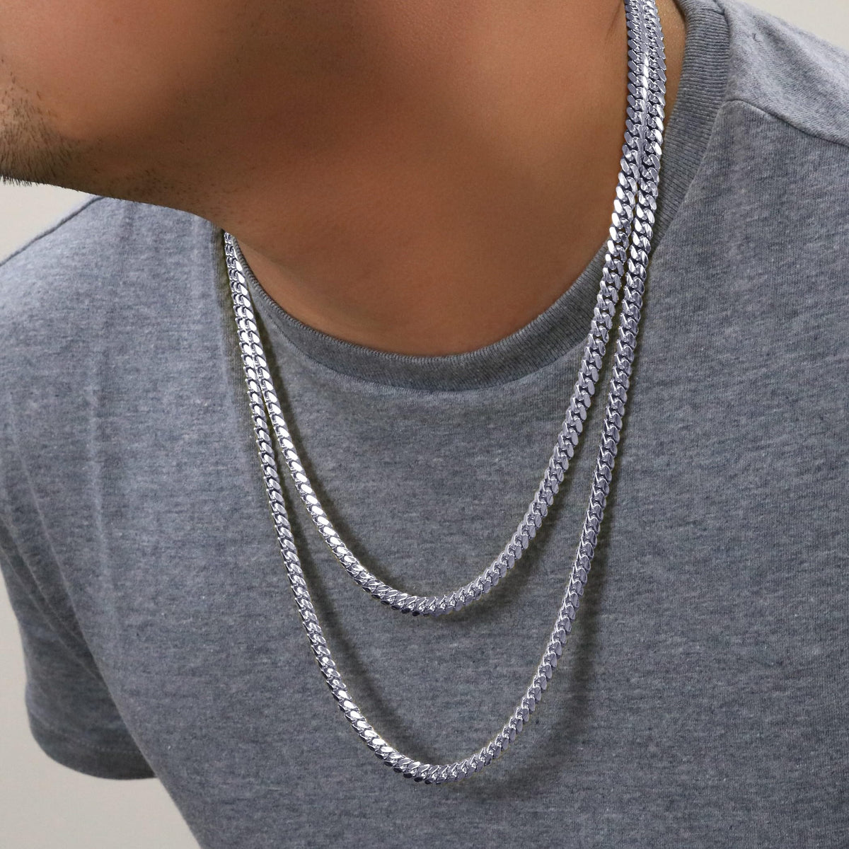 14k White Gold 6mm Chain Necklace K835