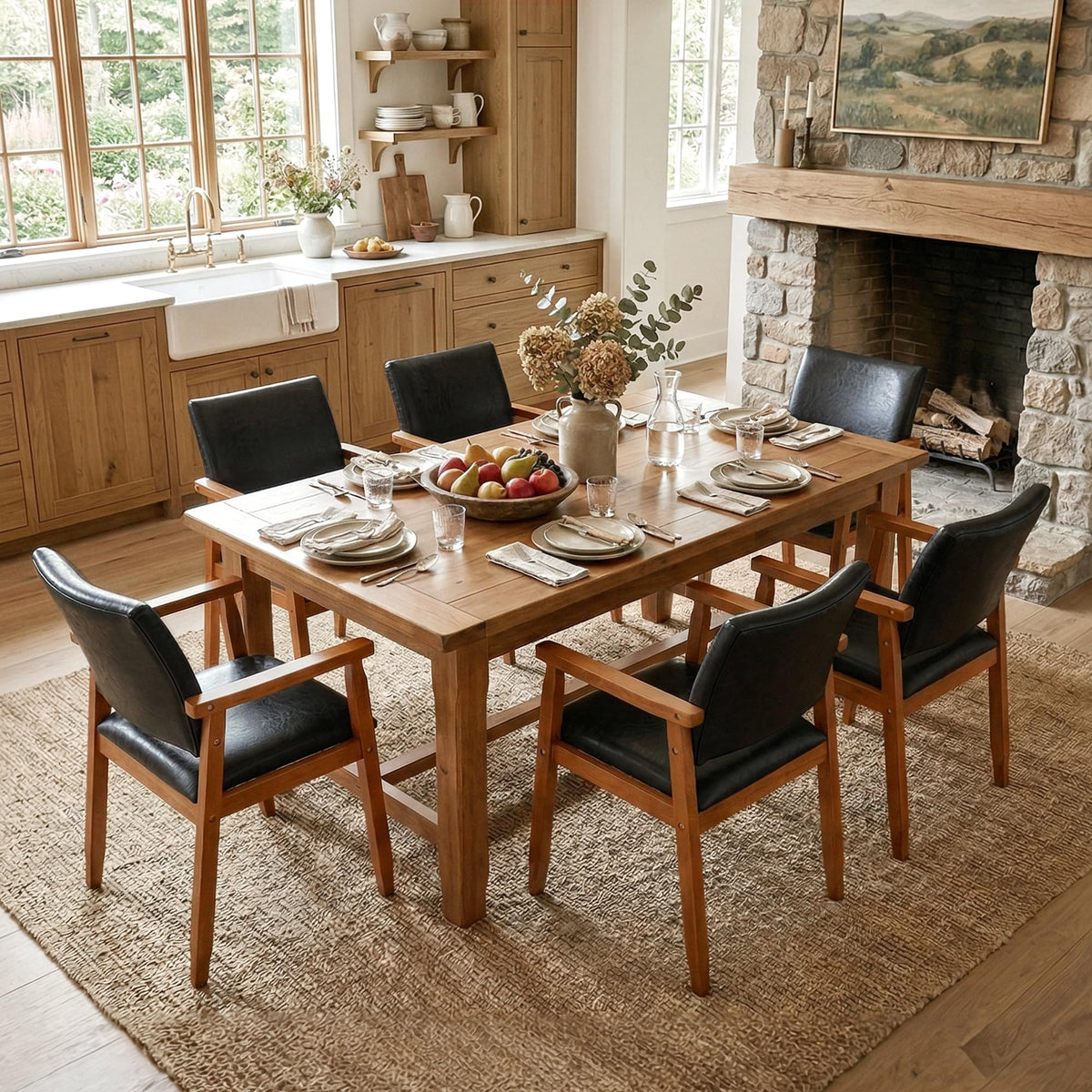 Black PU Leather Dining Chairs Set of 4 M59455